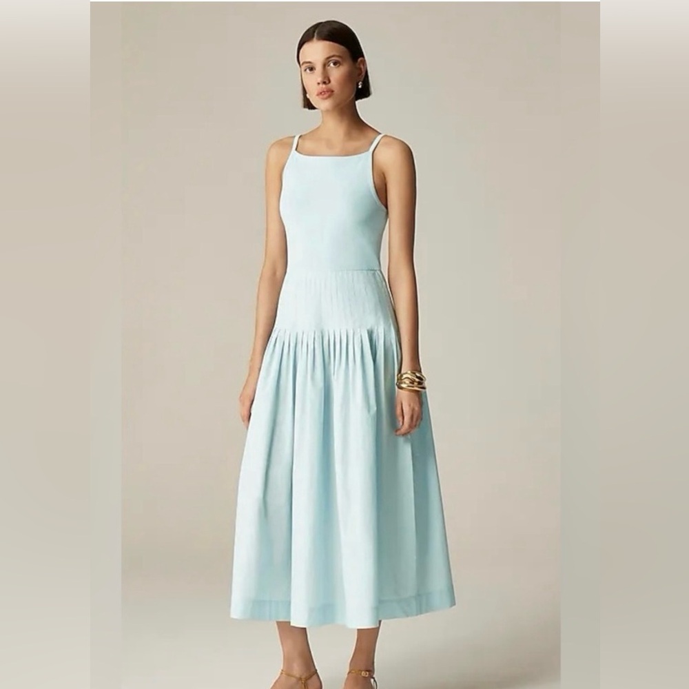J. Crew light blue pin tuck mix dress